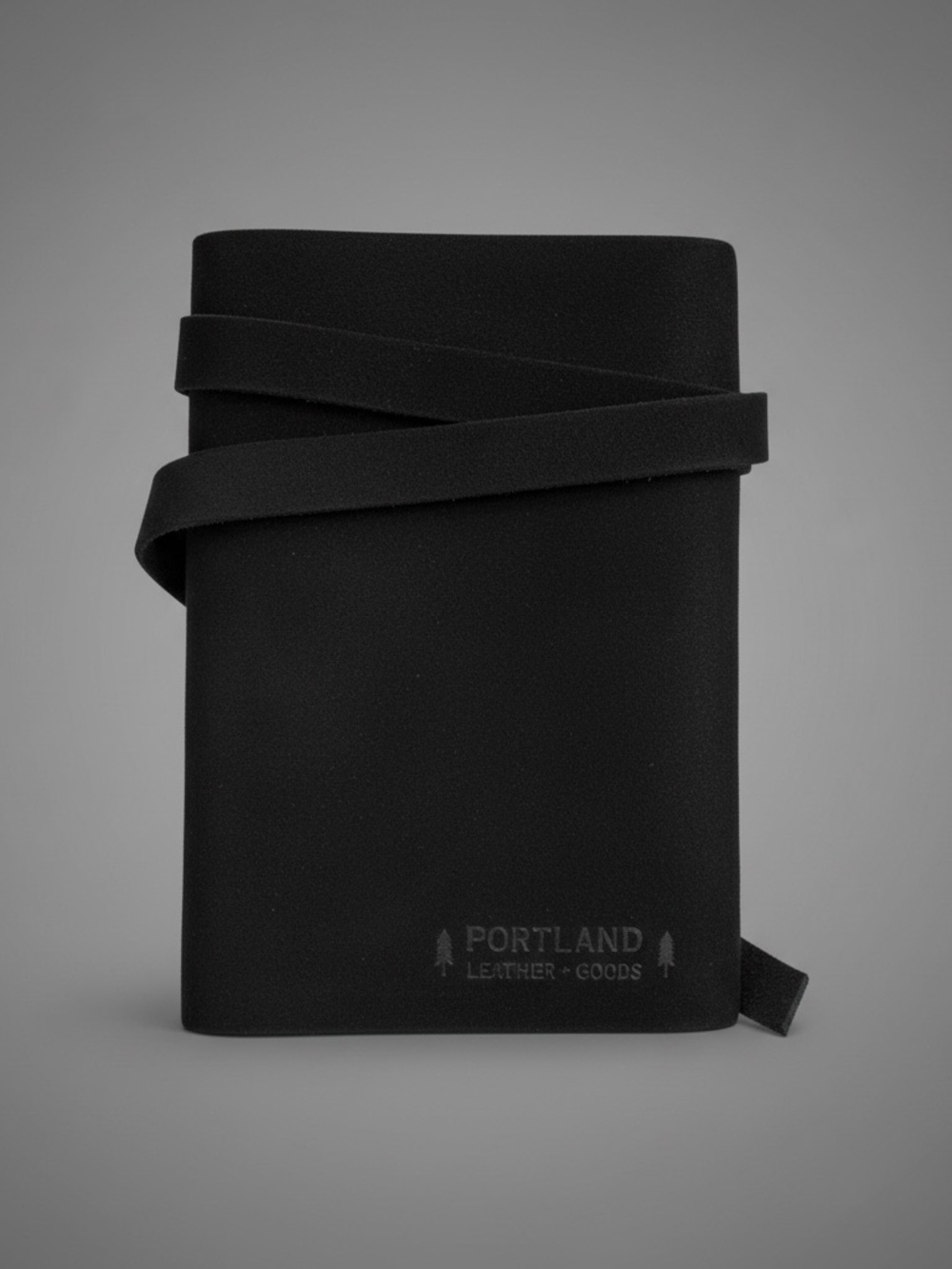 New Portland Leather medium  Black Wrap Journal Cover with Strap